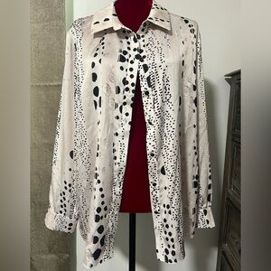 Black and White Polka Dot Long Sleeve Button Down Shirt